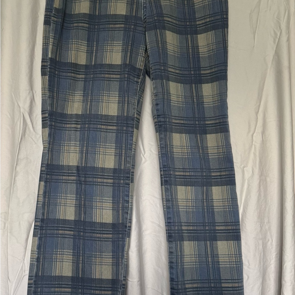 Judy Blue Plaid and Cream Denim